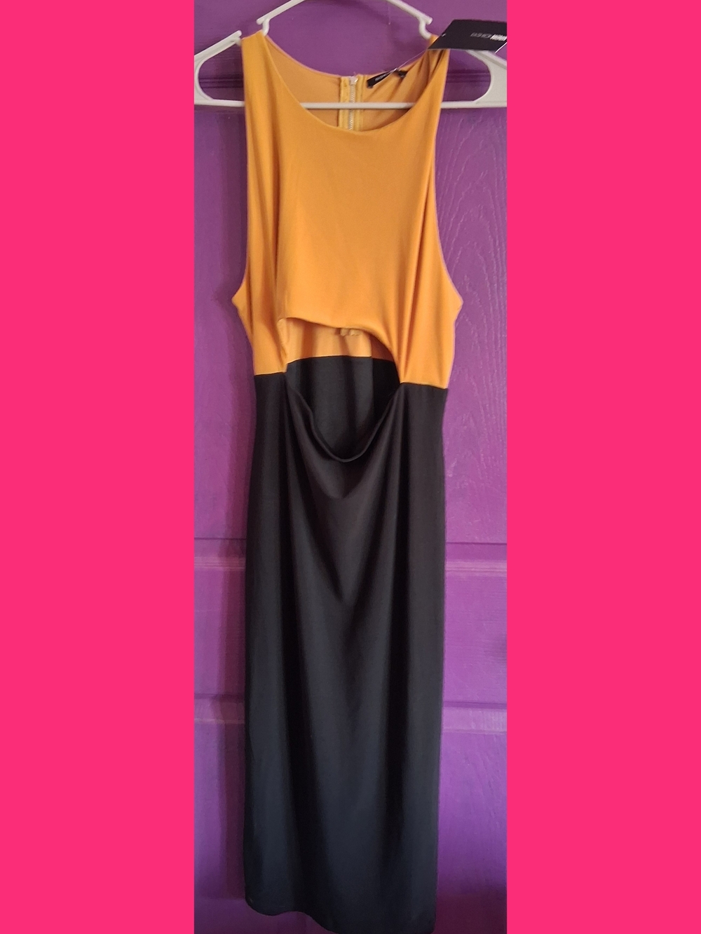 🆕️Fashion Nova Mustard and Black Backless Cutout Maxi Dress